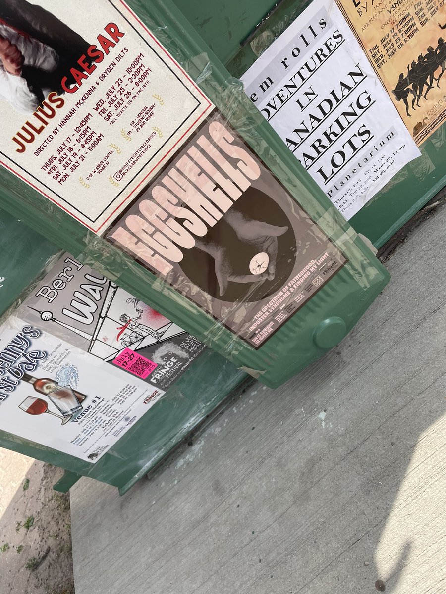 jpmpmm's tweet photo. Posters still looking strong after the rain.  Great opening night of the festival.  We open in 5 hours from posting this .  Venue 5.  Beyond stoked #WinnipegFringe https://t.co/e9wG956fuy
