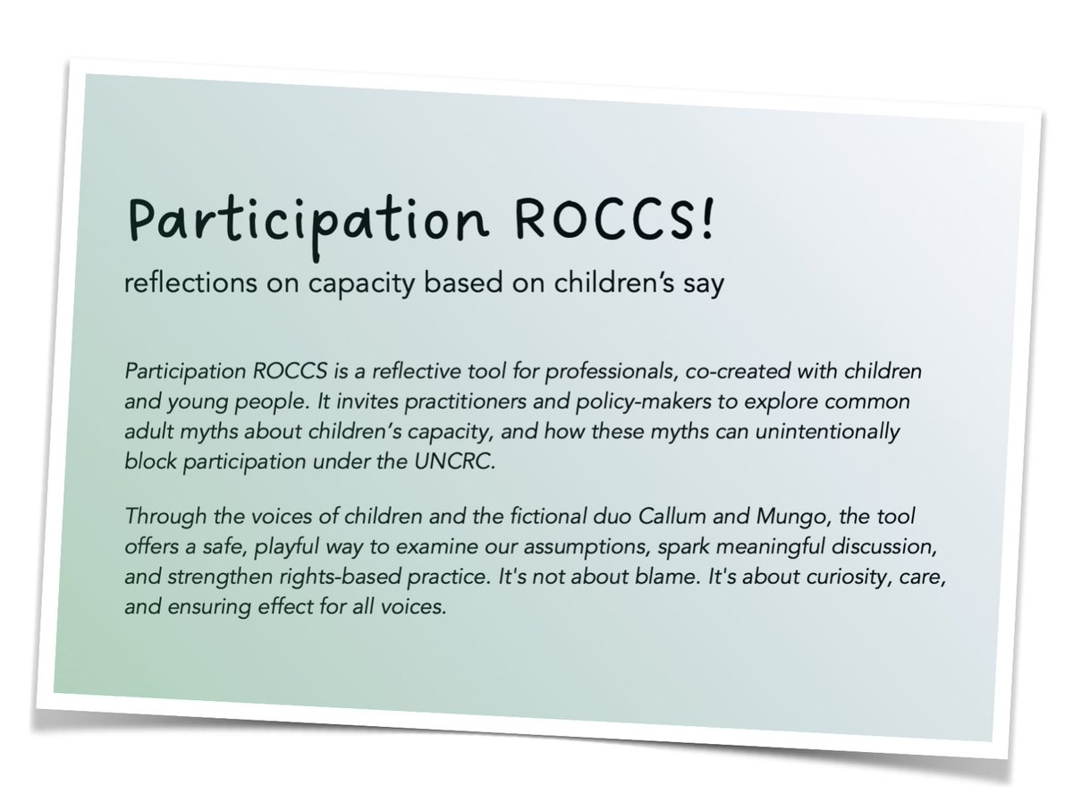 Participation ROCCS!

But adult myths about capacity get in the way

That’s what children told us, and here’s a resource they helped us to make so adults can reflect on the myths and change their practice

More in the thread – feel free to use as long as you give us feedback!