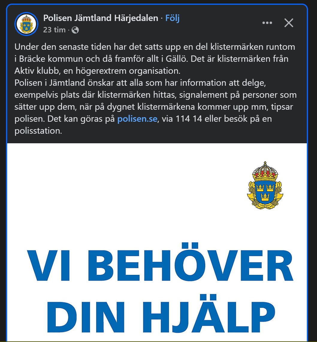 NisseHultIsBack's tweet photo. Haha. Dom var tvungna att stänga av kommentarsfältet för att folk undrade varför dom inte jagade AFA och vänsterextremister som sätter upp klistermärken och affischer.  🤣

https://t.co/2RAlDo0JSd https://t.co/VgX1UuE0RT