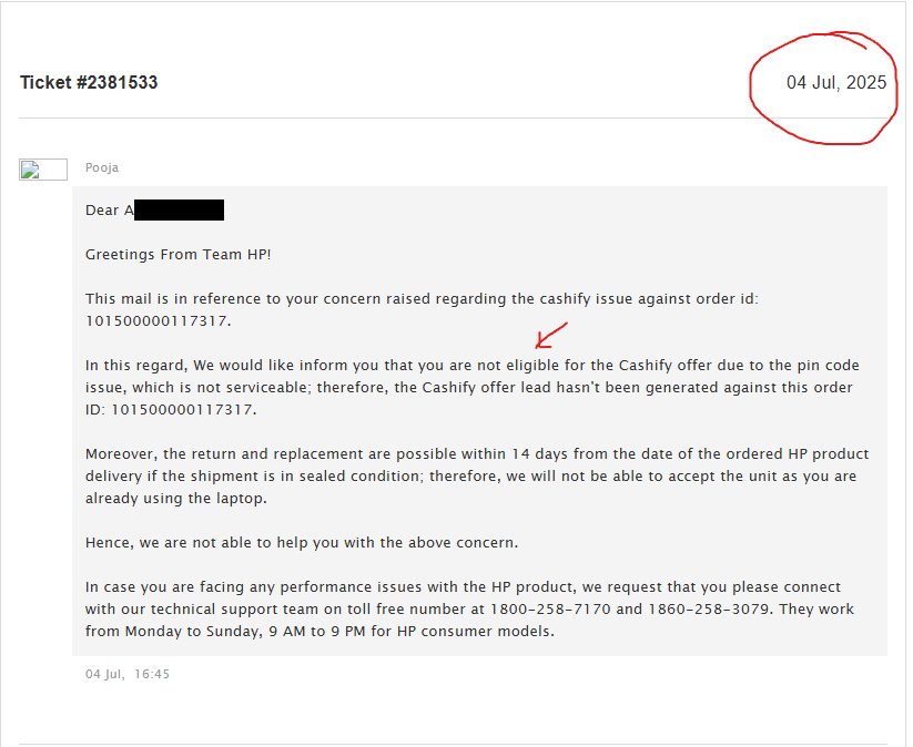 aurbii's tweet photo. @HPIndia, is this how you treat your customers? 

#HPScam #TechFraud @GyanTherapy @VenomsTech @consaff https://t.co/e8Tifh0Uxg