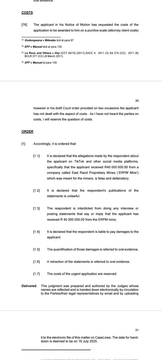 The high court of South Africa, Gauteng Division, has affirmed that the allegations made by Zakhele Zuma about me on TikTok &amp; other social media platforms are false &amp; defamatory. Read the full judgment here: acrobat.adobe.com/id/urn:aaid:sc…