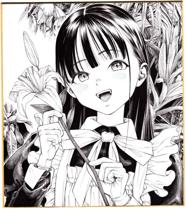ユリの花を持つメイド 