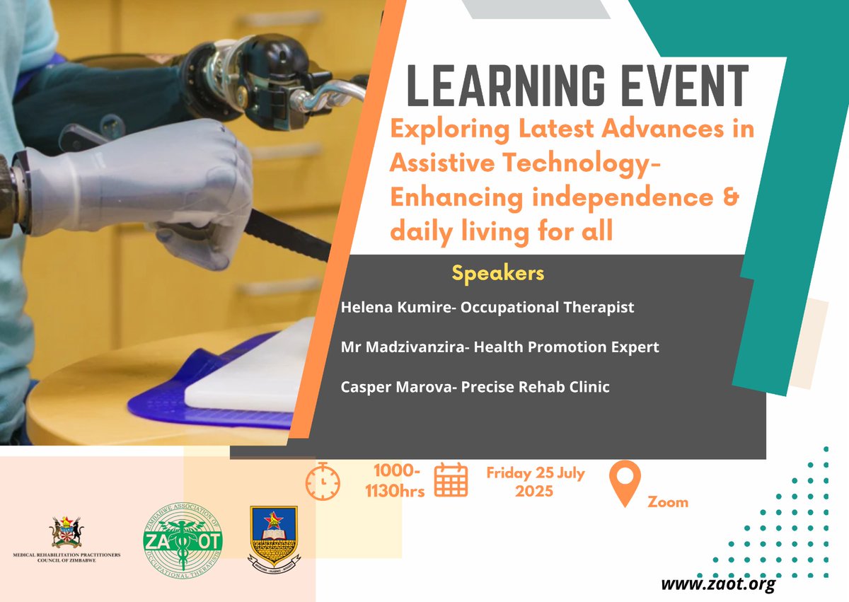Join us for this engaging webinar on #AssistiveTech co-convened with the Department of Rehabilitation Sciences, <a href="/UZimbabwe/">UofZimbabwe</a> and <a href="/mrpcz_zim/">Mrpcz zimbabwe</a>

#SaveTheDate: 25 July 2025
Time: 1000 - 1130 hrs (CAT/ Hre time)
Venue: ZOOM (register here: undp.zoom.us/webinar/regist…)
 
<a href="/thewfot/">WFOT</a> 
<a href="/clemynhu/">Clement Nhunzvi</a>