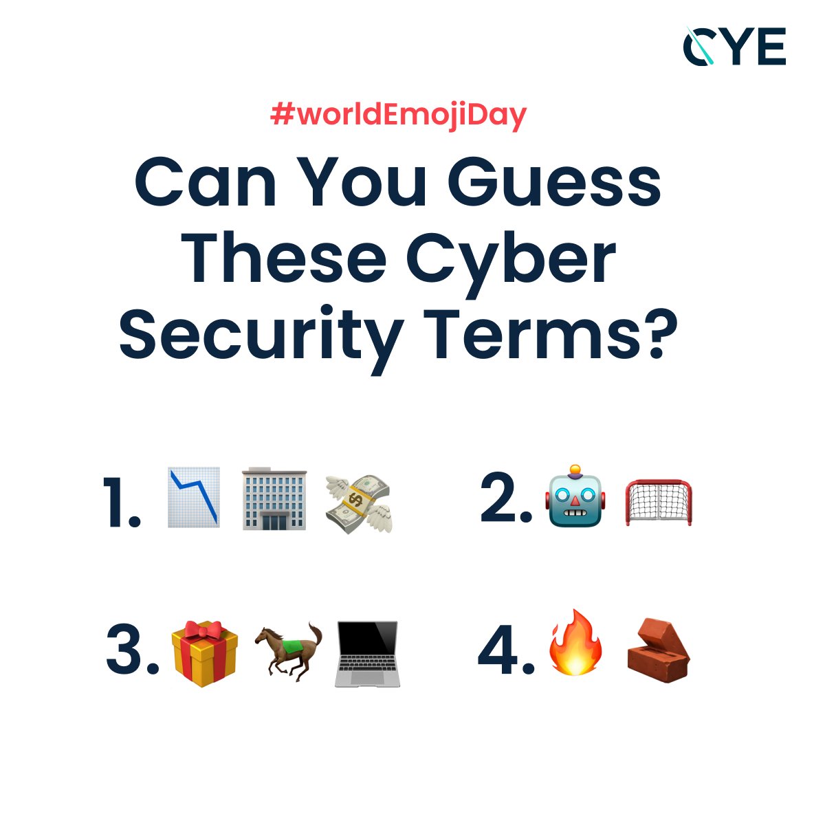 Cyber pros, time to flex your emoji IQ.

In honor of World Emoji Day, we turned four cybersecurity terms into emoji puzzles 🧩

Think you’ve cracked them? Drop your answers below 👇