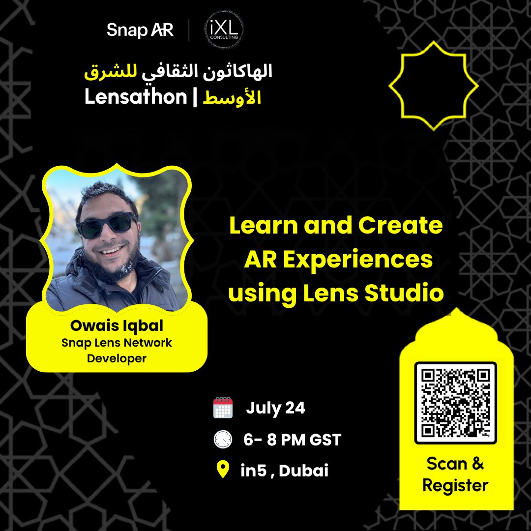 🚨 Dubai Creators! Snap AR Roadshow is back 🤩
🎨 Hands-on AR Workshop w/ SLN creator Owais Iqbal
📍 in5 Dubai | 📅 July 24 | 🕕 6–8PM
🔧 Build lenses with Lens Studio + AI tools
💰 Learn to monetize + join SLN
🎟️ Free! bit.ly/SnapRoadShowME…
#SnapAR #LensathonMENA