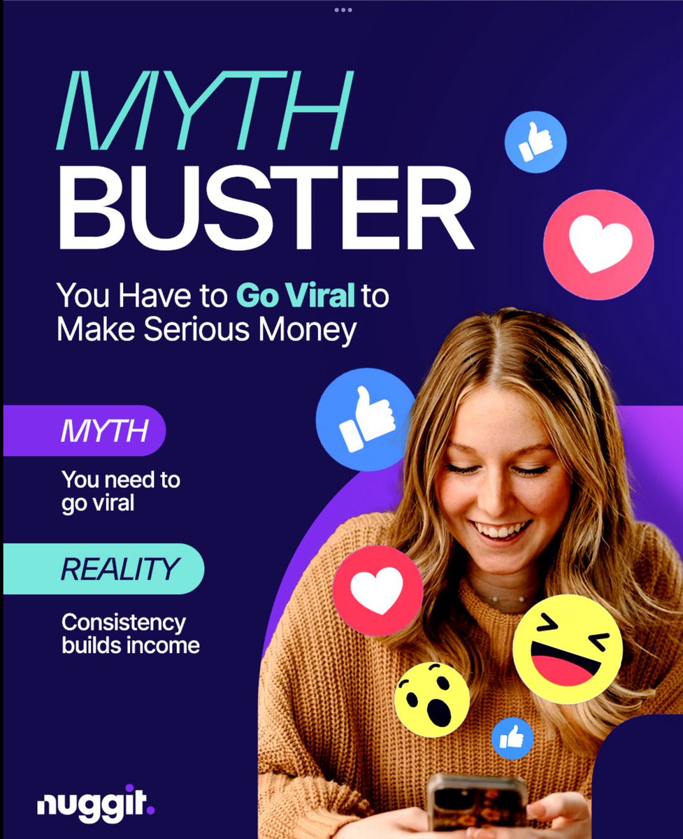 Let’s kill this myth once and for all.

🚫 MYTH: “You’ve got to go viral to make real income as a creator.”
✅ TRUTH: Long-term income is built on consistency, not virality.
In fact, some of the most financially successful creators never go viral.
Here’s what they focus on