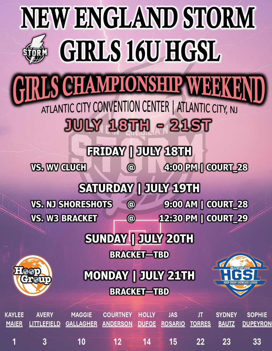 Looking forward to another weekend of basketball . Check out our schedule for AC. Let’s go Storm!!