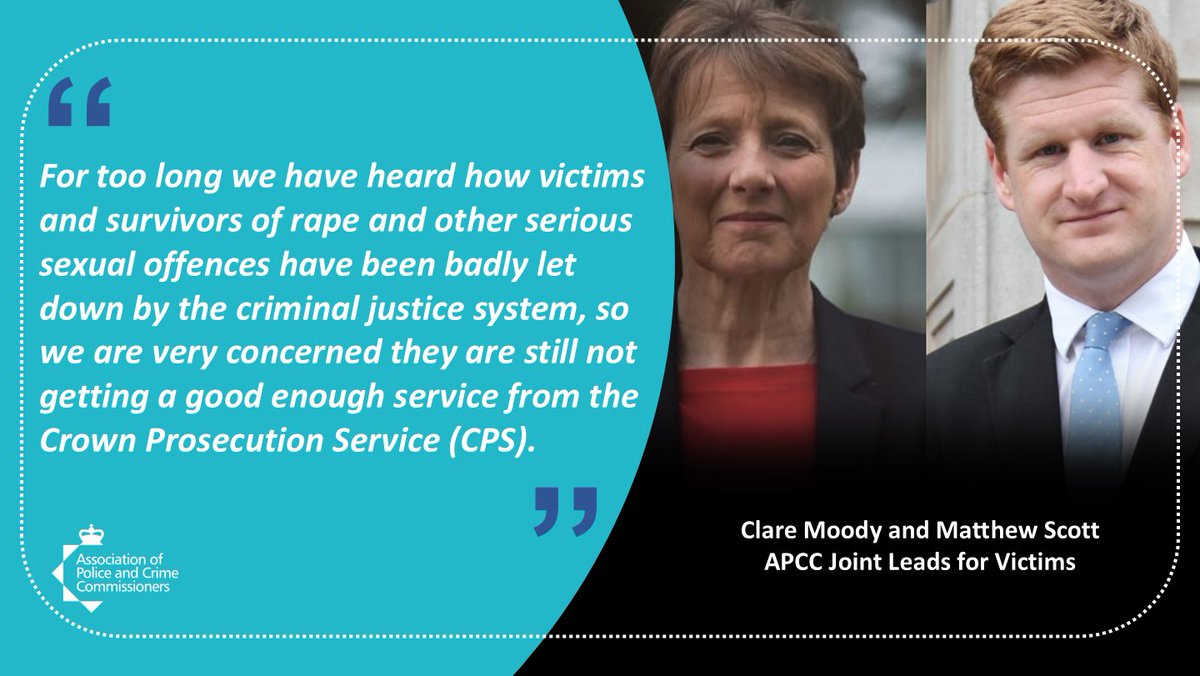 AssocPCCs's tweet image. APCC Joint Leads for Victims @ClareMoody4PCC  and @matthewinkent have commented following the publication of a report by @hmcpsi on the handling of rape cases.

➡️apccs.police.uk/apcc-victims-l…