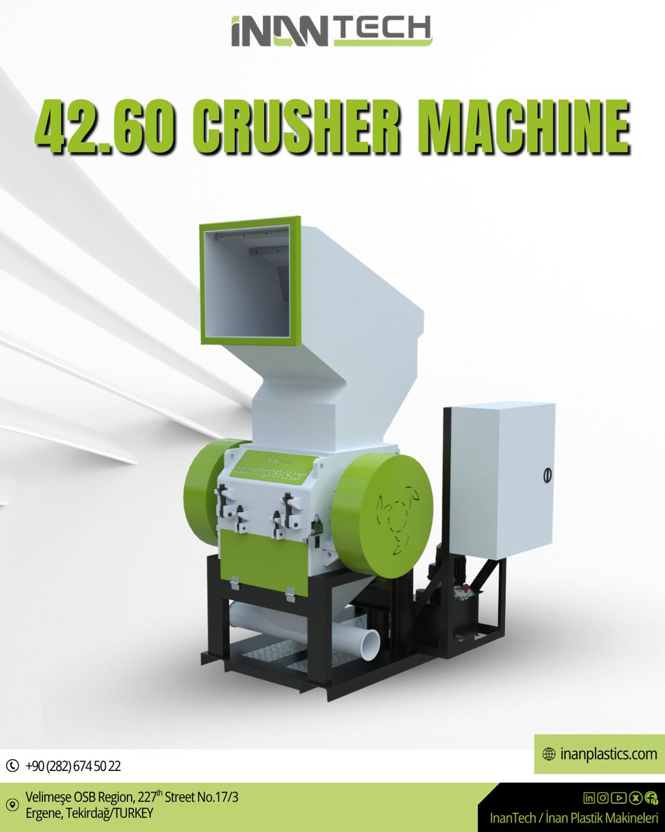 InanTech's tweet image. Plastic crusher machines efficiently and energy-effectively process materials such as PE, HDPE, PET, and PVC into flakes with high cutting performance. They offer a powerful and eco-friendly solution for sustainable production. ♻️🌍

#İnanTech #CrusherMachine