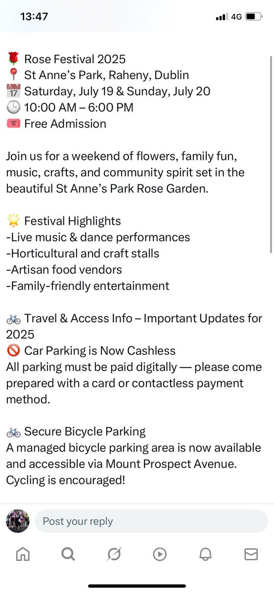St.Anne's parkrun (@stannesparkrun) on Twitter photo A reminder that we have no parkrun this Saturday. This does not mean you should not visit the park though. The Rose Festival is a magnificent event for all of the family so do enjoy it <a href="/DubCityCouncil/">Dublin City Council</a> A reminder that we have no parkrun this Saturday. This does not mean you should not visit the park though. The Rose Festival is a magnificent event for all of the family so do enjoy it <a href="/DubCityCouncil/">Dublin City Council</a>