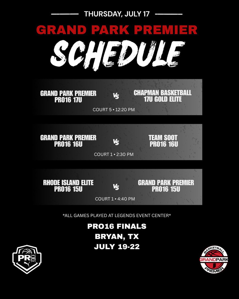 Game schedule in Texas!