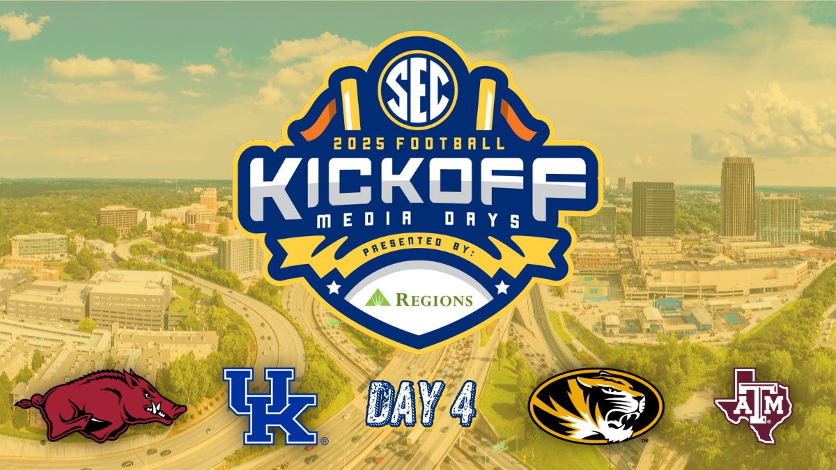 SEC_Radio's tweet image. Last day in ATL for @SEC Media Days 2025!
At the ๐๏ธ:
- @MizzouFootball
- @UKFootball
- @RazorbackFB
- @AggieFootball
#ItJustMeansMore #SECMD25