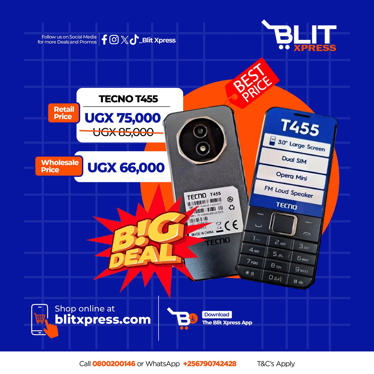 blit_xpress's tweet image. π° Tecno Mapesa Deals | Flagships! π°
Available for Retail & Wholesale π
π± Tecno T353
Retail: UGX 65,000 | Wholesale: UGX 55,000
π± Tecno T455
Retail: UGX 75,000 | Wholesale: UGX 66,000
Perfect for resellers & everyday users!
π¦ Brand New | π Free Delivery Available
π²β¦