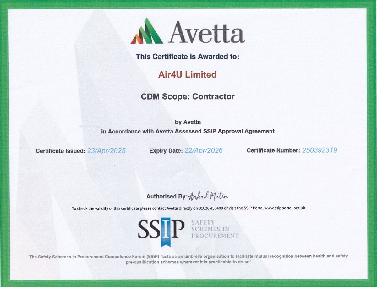 Air4u Limited are Avetta accredited for another year! #air4ultd #Avetta #accreditation #westsussex #eastsussex #surrey #Hampshire