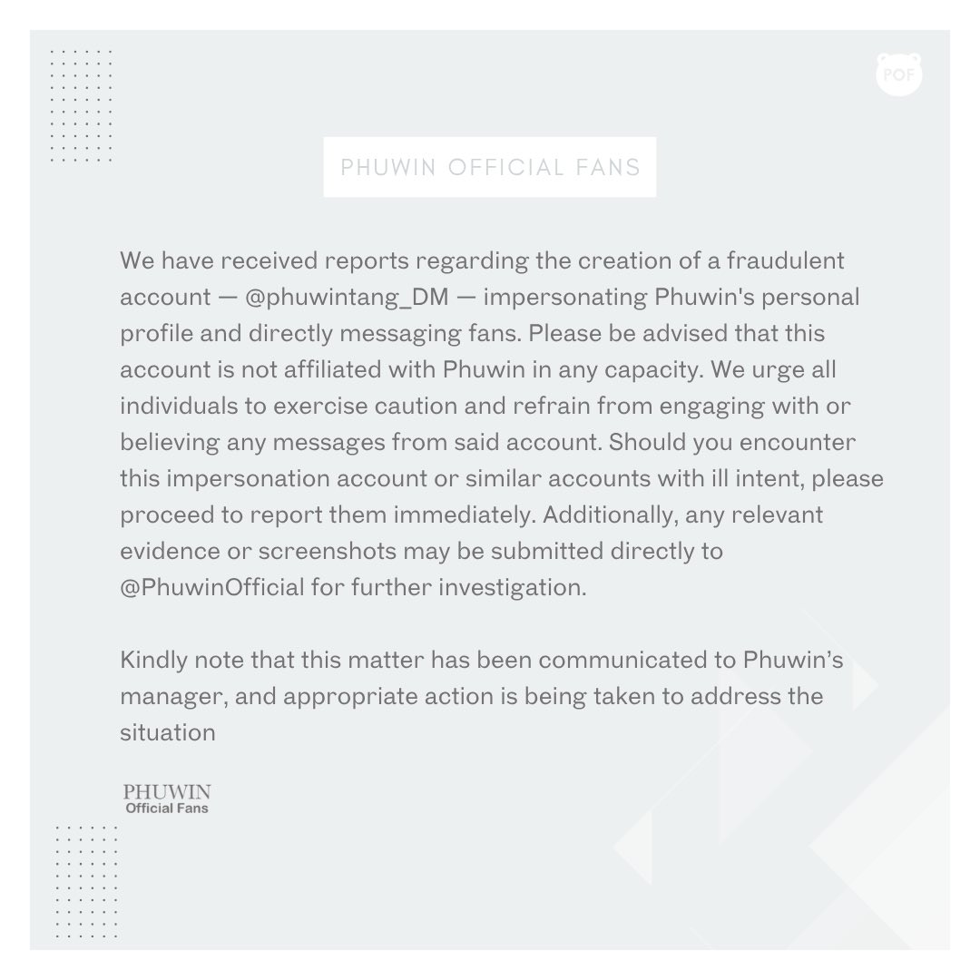 🔺Announcement🔺

ฝากทุกคนช่วยกันกดรีพอร์ตแอคเคาท์ที่ไม่ประสงค์ดีกันด้วยน้า~

❥<a href="/phuwintang/">phuwintang</a>🍯
#phuwintang
#winniehephu