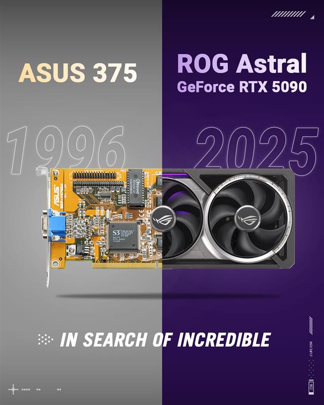 ASUS_ROG's tweet image. We’ve come a long way from the ‘96 ASUS 375. 30 years of innovation and we’re now looking at some out-of-this-world graphics cards! 🚀
🎉Come celebrate our 30th anniversary of making graphics cards… and get a chance to win one of our newest RTX 50 series cards along with…