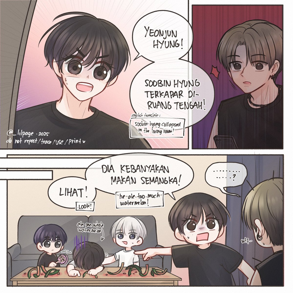 _lilpage's tweet image. soobin dan semangka…🍉

@TXT_members 
#TXTfanart #투모로우바이투게더
