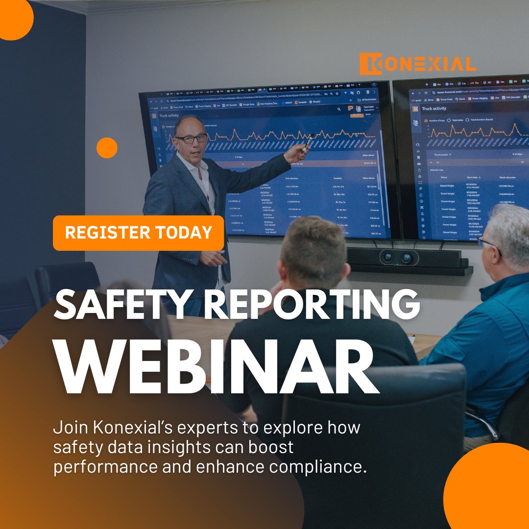 konexial's tweet image. Webinar on Safety Reporting with Konexial – 𝗵𝗮𝗽𝗽𝗲𝗻𝗶𝗻𝗴 𝘁𝗼𝗱𝗮𝘆! Learn how to simplify compliance, improve driver safety, and make smarter data-driven decisions. #Logistics #LogisticsOperations #3PL #Trucking
🕒 Time: 12pm EST 
📍 Where: bit.ly/4nUdlJc