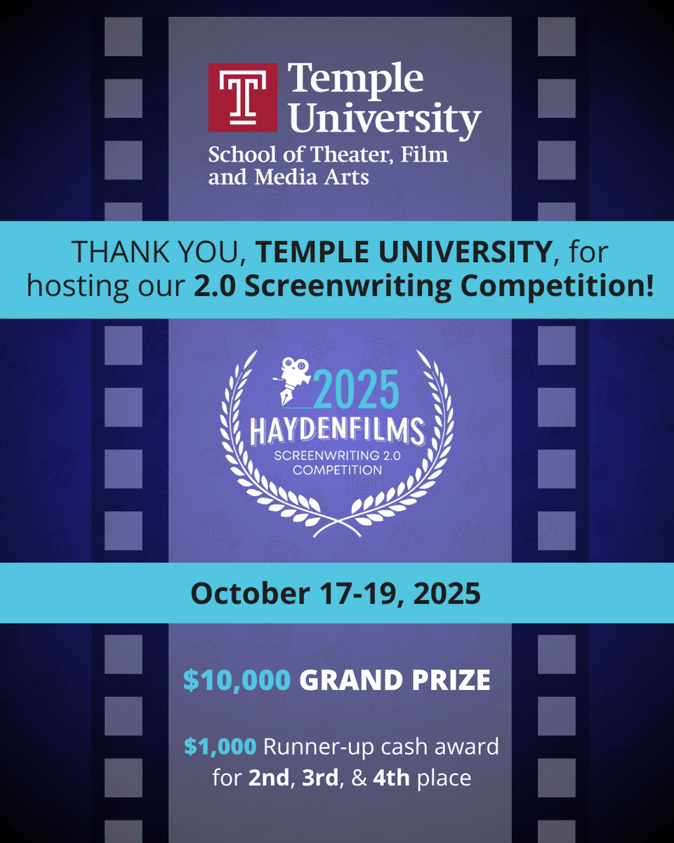 Haydenfilms's tweet image. A big thank you to Temple University for hosting our 2.0 Screenwriting Competition. We’re grateful for your partnership and the great space to bring these stories to life.

#TempleUniversity #ScreenwritingCompetition #Screenwriting #Screenwriters #Screenwriter #Writers