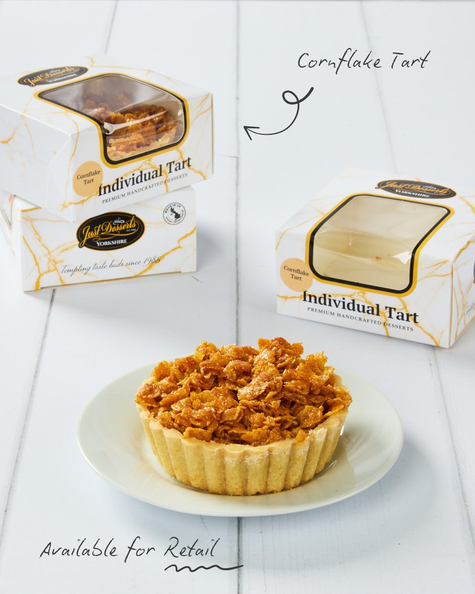Just_desserts1's tweet image. Breakfast meets dessert.

Cornflakes, jam &amp;amp; golden syrup in a buttery tart — a crunchy classic with a twist.

Now available for retail (along with all our individual tarts).
👉 just-desserts.co.uk

#JustDessertsUK #CornflakeTart #RetailReady #StockThis #DessertsThatDeliver