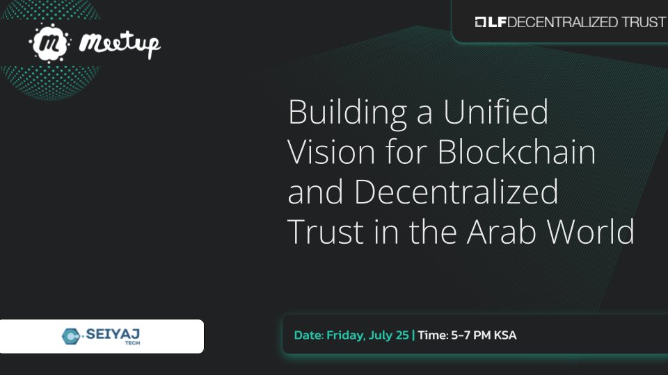 lfdecentralized's tweet image. Community members from the LFDT Arabian Chapter are discussing how to build a unified vision for blockchain and decentralized trust in the Arab World at an online meetup on Fri, July 25 @ 7AM Pacific
hubs.la/Q03wVZZV0