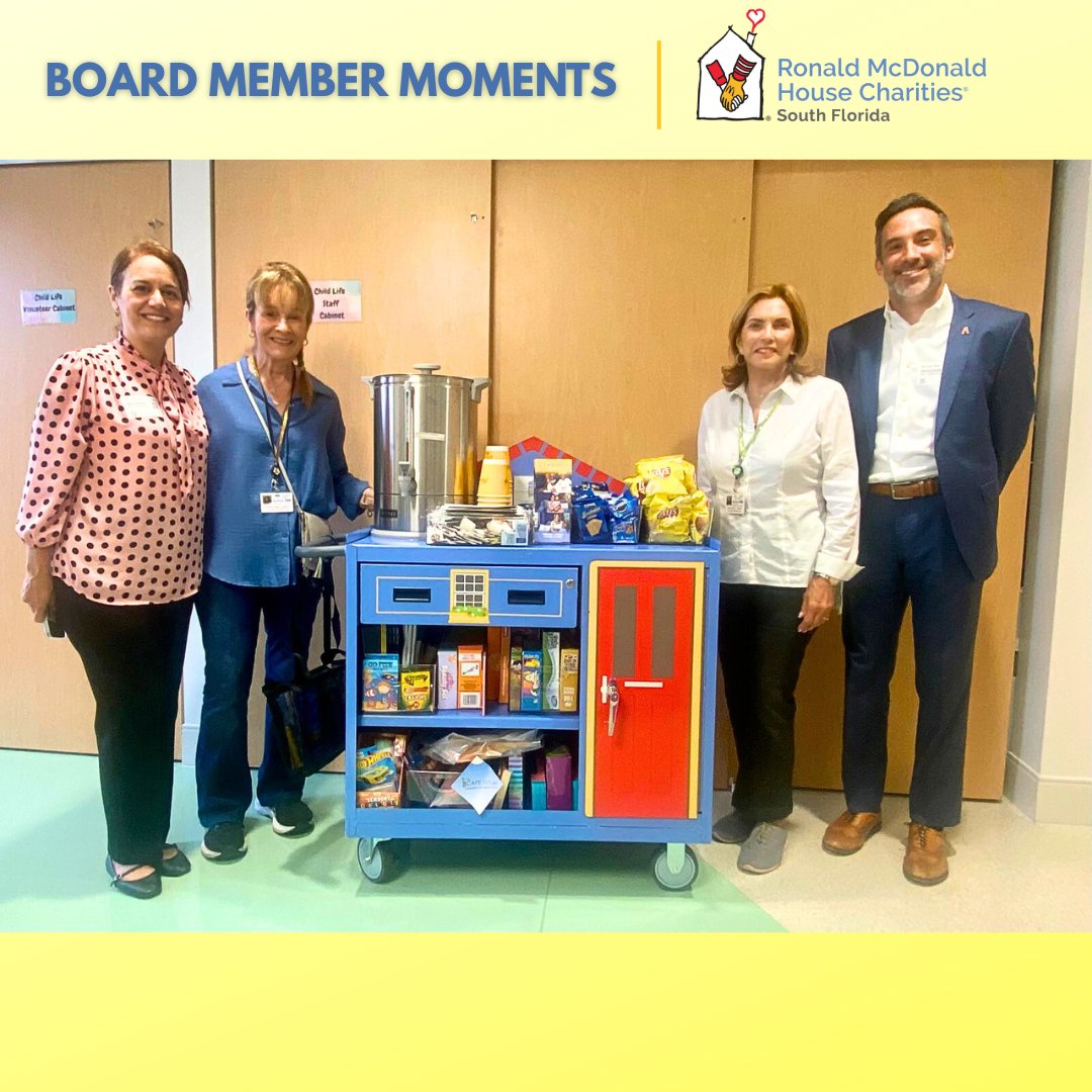 Our hearts are full after a special Hospitality à la Carte day at Holtz Children’s Hospital! 💛 Thank you, Carlos x. Ramos, for helping us bring smiles to families! #RMHCSFL #KeepingFamiliesClose #RMHCBoardMemberMoments