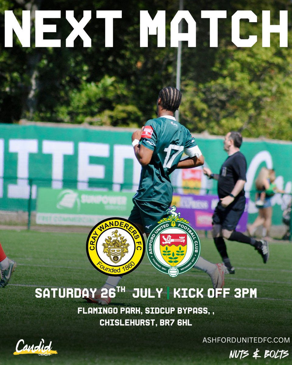 Ashford United FC (@ashfordunitedfc) on Twitter photo 🗓️ - Saturday 26th July 2025
⚽️ - <a href="/craywanderers/">After Grassmeade</a>
🏟️ - Flamingo Park, BR7 6HL
🎟️ - Adult £12 | Con £8 | 16-18yrs £8 | U16s £4 | U12s FREE
⏰ - 3pm KO
#AUFC #COYNAB ⚪🟢 🗓️ - Saturday 26th July 2025
⚽️ - <a href="/craywanderers/">After Grassmeade</a>
🏟️ - Flamingo Park, BR7 6HL
🎟️ - Adult £12 | Con £8 | 16-18yrs £8 | U16s £4 | U12s FREE
⏰ - 3pm KO
#AUFC #COYNAB ⚪🟢