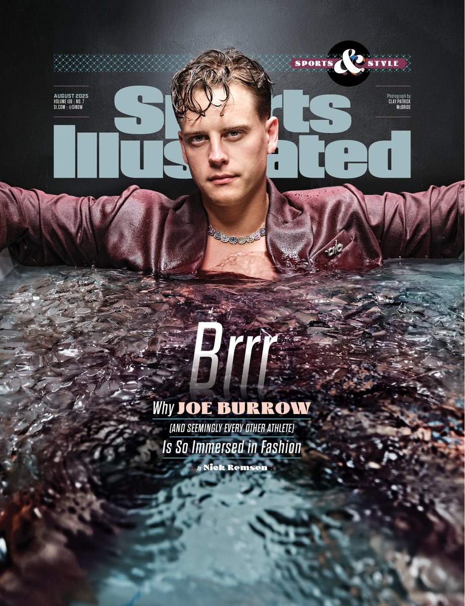 SInow's tweet image. Joe Burrow keeps it cool on and off the field.
The Bengals QB is featured on the cover of SI's Sports & Style Issue: si.com/nfl/joe-burrow…