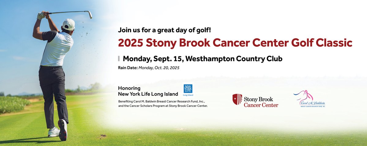 SBM_EVP's tweet image. Tee off for a great cause at this year’s Cancer Center Golf Classic on 9/15! ⛳️ Proceeds support the Carol Baldwin Cancer Research Fund & the Cancer Scholars Program, helping train the next generation of physician-scientists. bit.ly/44JNYkW #WeAreStonyBrookMedicine