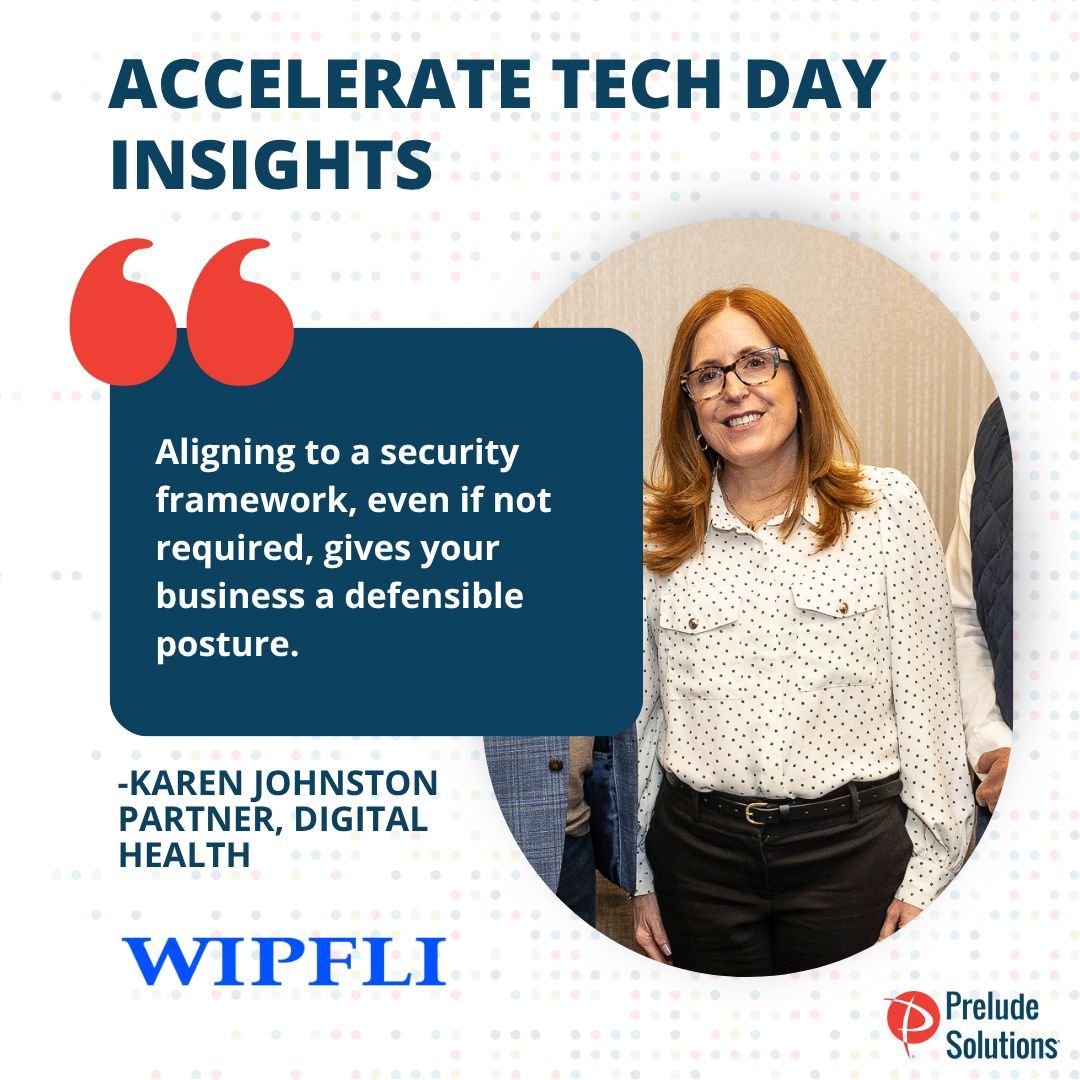 PreludeSolution's tweet image. 🛡 Whether or not it's required, aligning with frameworks like NIST gives your organization structure, consistency, and legal defensibility. Karen Johnston of Wipfli showed how smart cybersecurity starts with standards. #Cybersecurity #NIST #AccelerateTechDay