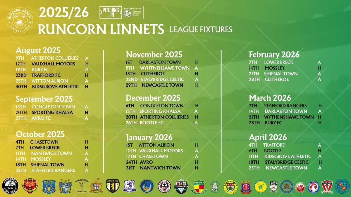 RuncornLinnets's tweet image. 📅⚽️ | 2025/26 FIXTURES