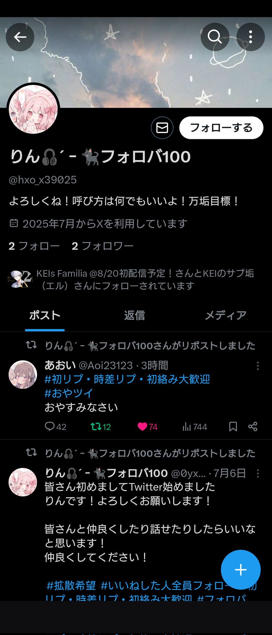 こにゃんです！リピ割　フォロー割 りん🎧´‐🐈‍⬛フォロバ100 on X: 