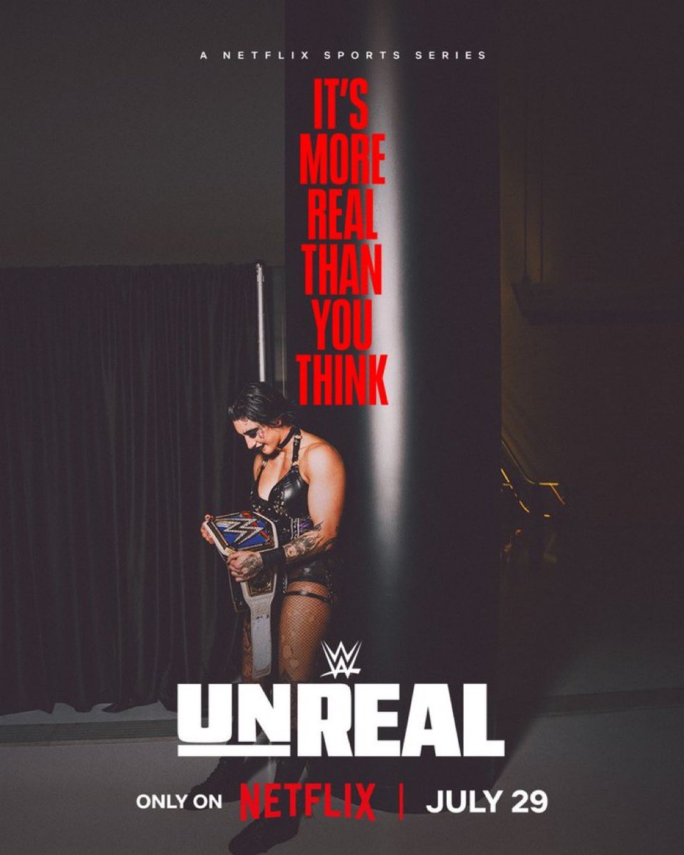 WWEGP's tweet image. Four brand new posters for WWE: UNREAL, the new Netflix docuseries premiering July 29 🔥🔥
