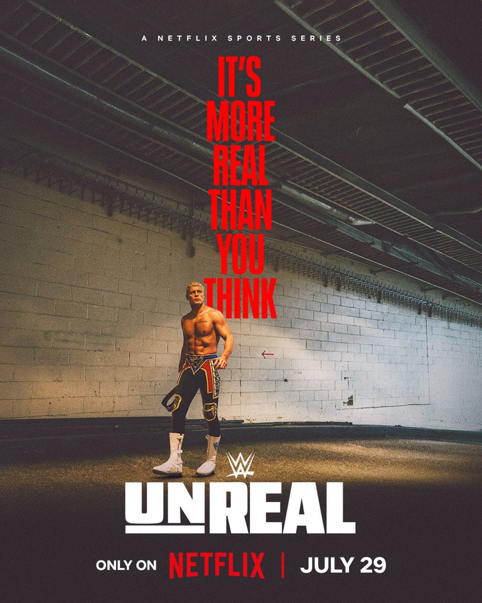 WWEGP's tweet image. Four brand new posters for WWE: UNREAL, the new Netflix docuseries premiering July 29 🔥🔥