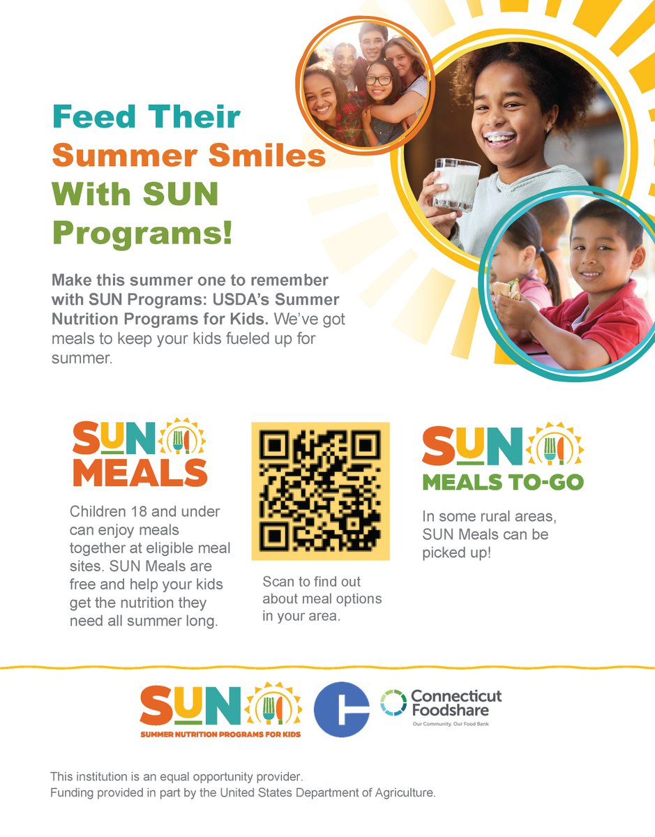 UnitedWaySECT's tweet image. Summer Meals provides kids 18 years old and under with nutritious meals during the summer at no-cost, no ID required or questions asked. Kids can maintain their good health and development throughout the summertime at sites throughout the state. #UnitedistheWay #HealthyCommunity