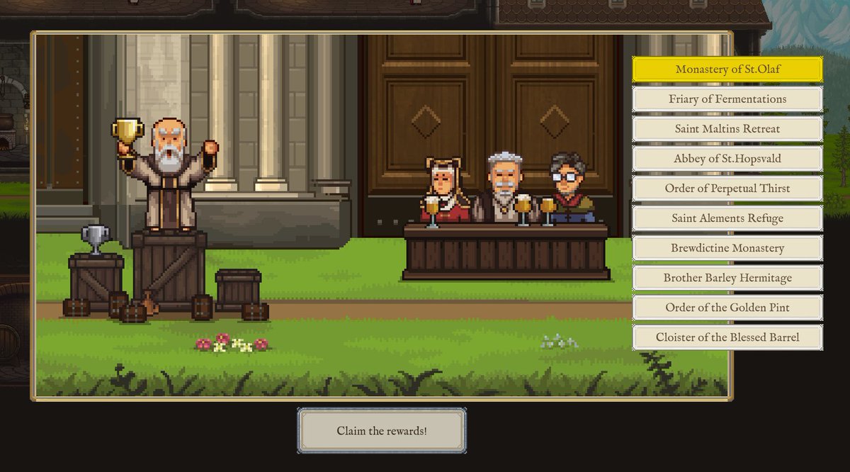 Ham_Rav's tweet image. Not gonna lie😏 no better feeling than FINALLY nailing the Herbal Ale recipe that satisfies the palates of those snobby ale competition judges!🍻⛪
#indiegame #pixelart #ggez