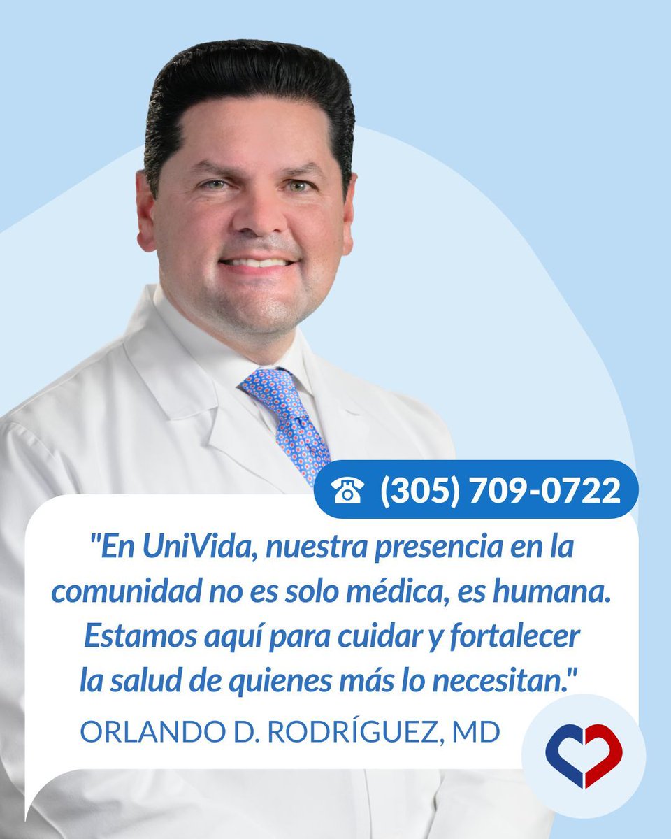 💬 "En UniVida, nuestra presencia en la comunidad no es solo médica, es humana."
— Dr. Orlando D. Rodríguez, MD
Director Médico – UniVida Medical Centers
📞 (305) 709-0722
🌐 unividamedicalcenters.com
#TestimoniosUniVida #AtenciónConCalidad #SaludEsVida #UniVidaMedicalCenters