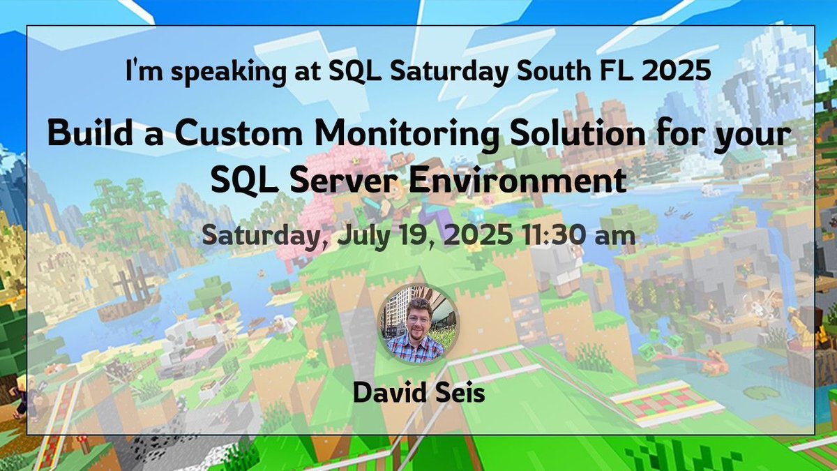 TBSSUG's tweet image. SQL Saturday South Florida is in TWO DAYS!  🌴
Check out the schedule and register here: sqlsaturday.com/2025-07-19-sql… 
I am presenting too 🎉, I hope to see you there! 🙂
#sqlsaturday #sfssug