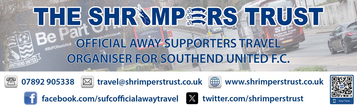 shrimperstrust's tweet image. @shrimperstrust Away Travel
Bookings have now opened for the first two Enterprise National League Away Games at Gateshead & Truro on Sat 9th August and Sat 23rd August respectively.
Further details can be found on the Trust's Away Travel Facebook page.
facebook.com/sufcofficialaw…