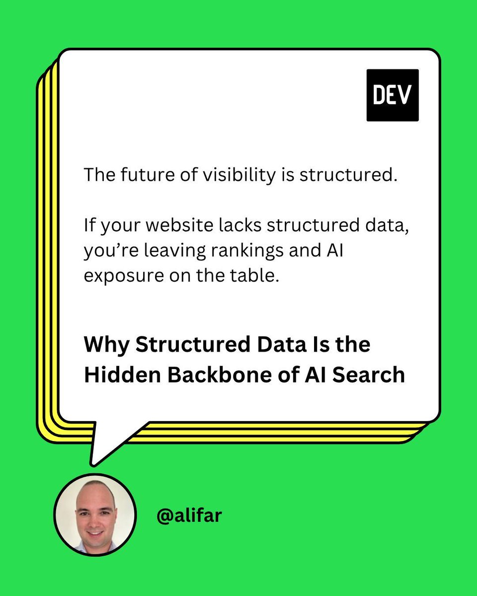 ThePracticalDev's tweet image. Ali Farhat explains why structured data is the key to unlocking visibility in the age of AI search. #SEO #webdevelopers

Full post: dev.to/alifar/why-str…