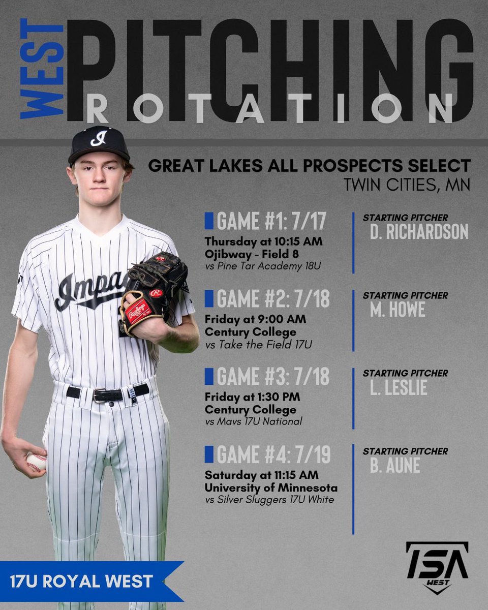 Impact Sports West (@impactsportsw) on Twitter photo 🚨17U ROYAL PITCHING ROTATION 💪🏼
Great Lakes All Prospects Select <a href="/PastimeBaseball/">Pastime Tournaments</a>
Player Profiles: isarecruiting.com/17u-royal-west…
#isaproud #makeanimpact #tournamentseason #pitchingrotation 🚨17U ROYAL PITCHING ROTATION 💪🏼
Great Lakes All Prospects Select <a href="/PastimeBaseball/">Pastime Tournaments</a>
Player Profiles: isarecruiting.com/17u-royal-west…
#isaproud #makeanimpact #tournamentseason #pitchingrotation