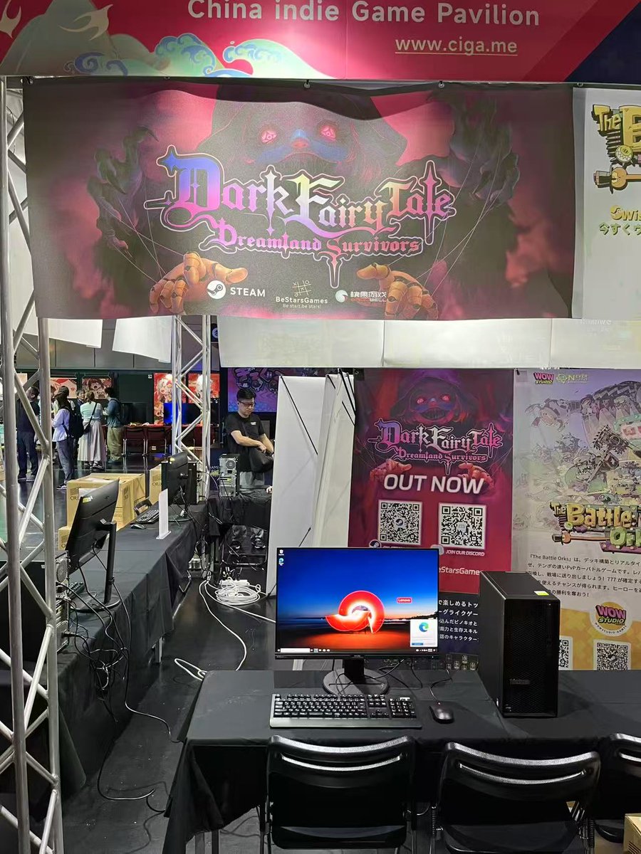 BeStarsGames's tweet image. Booth is ready for BitSummit! 🎮✨

BeStars Games will be at booth [SV-06] from July 18-20!
Come try our roguelike game — Dark Fairy Tale: Dreamland Survivors and dive into a dark, whimsical world full of surprises.

We look forward to your visit! 🖤🎆
#BitSummit #IndieGame
