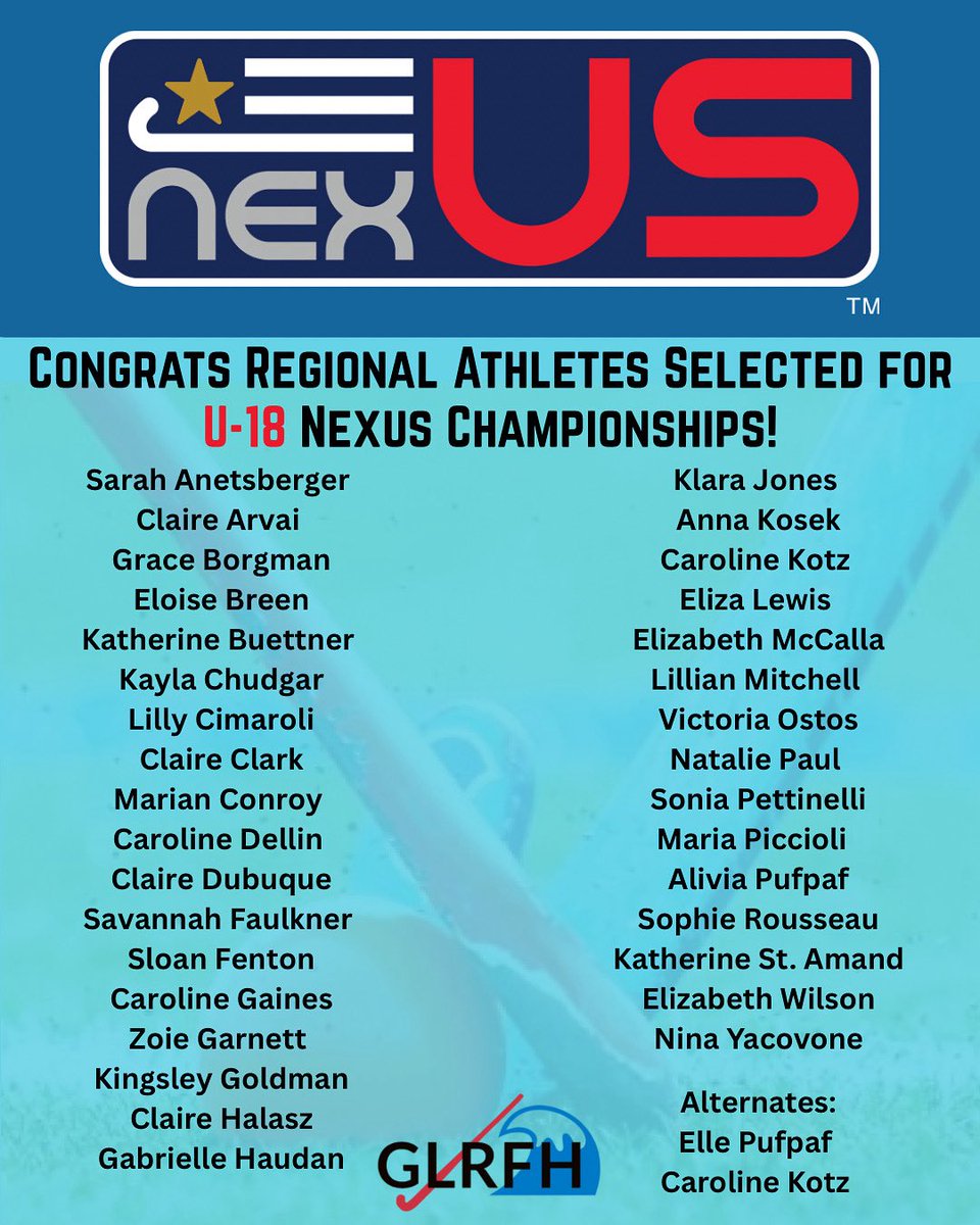 Great Lakes Regional Field Hockey (@greatlakesrfh) on Twitter photo Best of luck to these U-18 athletes competing in the Nexus championship! Visit usafieldhockey.com for updates and watch the tournament finals livestream! <a href="/usafieldhockey/">USA Field Hockey</a> #glrfh #growthegame #fieldhockey Best of luck to these U-18 athletes competing in the Nexus championship! Visit usafieldhockey.com for updates and watch the tournament finals livestream! <a href="/usafieldhockey/">USA Field Hockey</a> #glrfh #growthegame #fieldhockey