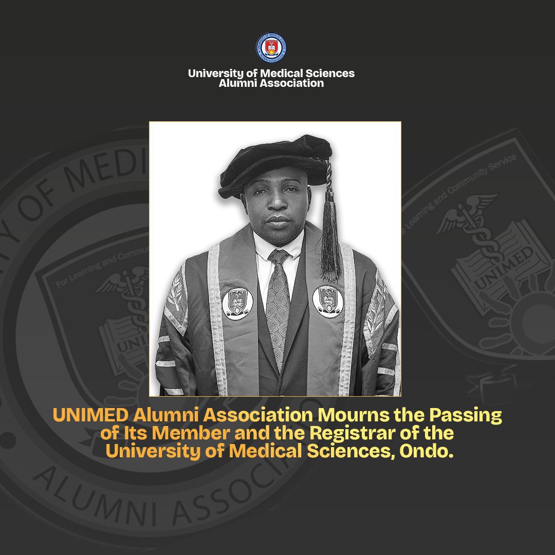 unimed_alumni's tweet image. With heavy hearts, we mourn the loss of Mr. Adediran L. Ezekiel, Registrar of UNIMED, Ondo.
His legacy lives on in the university he helped build and the people he inspired.
We offer our deepest condolences to his family and friends.
🕊️Rest well, sir. Your light will never fade.