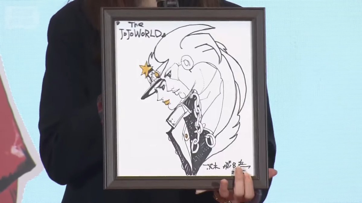 Jotaro sketch by Araki for the opening of THE JOJO WORLD