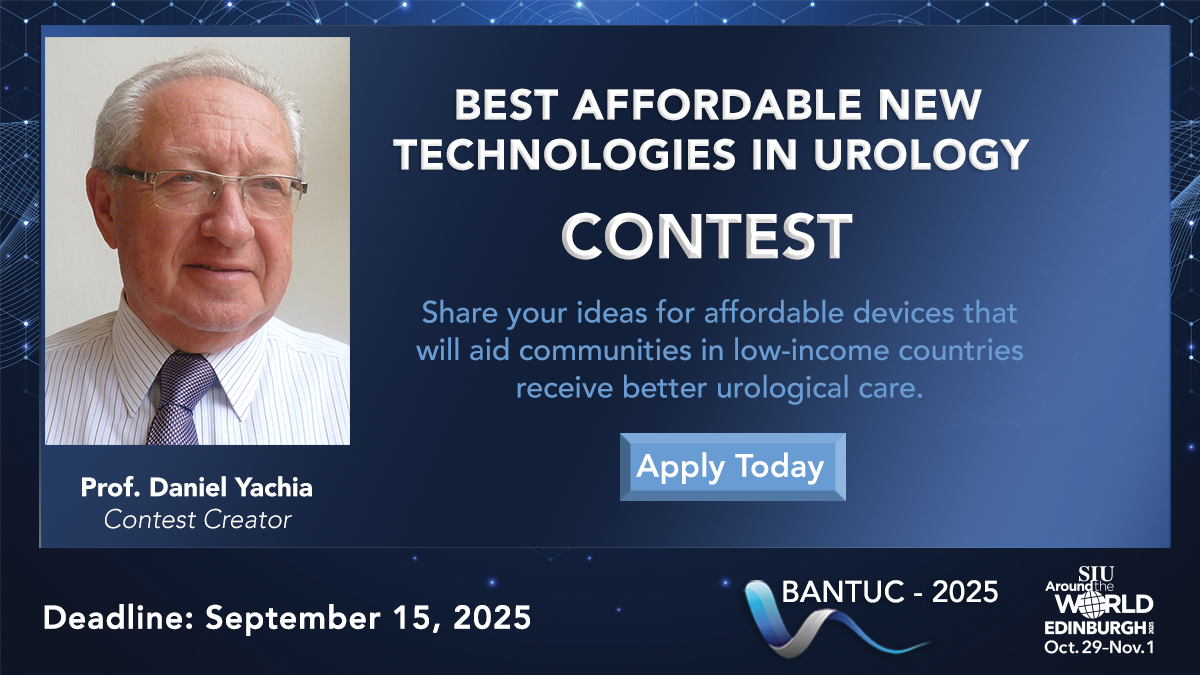 SIU_urology's tweet image. 🚩 The BANTUC #contest is an opportunity to share ideas for new devices and technologies in the field of #Urology that can make a difference for lower-income communities globally. Do you have new concepts to present?
Submit by Sept 15 📌bit.ly/3ES7gLZ