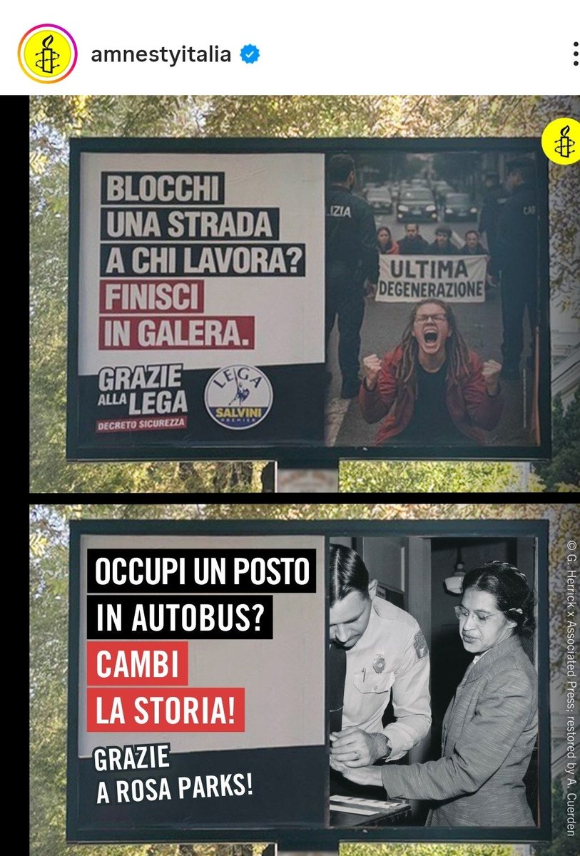 marcobinotto's tweet photo. Stavo proprio pensando. Quali possono essere i modi per ridefinire i manifesti della #Lega di questi giorni.
La versione di #AmnestyItalia 

#repressione https://t.co/SjH8WK8119