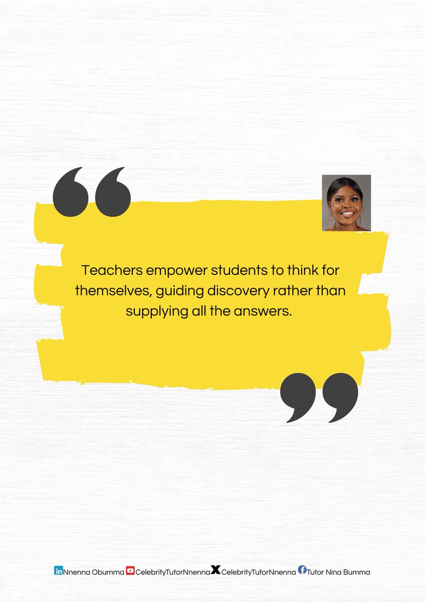 Princessnnenn16's tweet photo. Teachers empower students to think for themselves, guiding discovery rather than supplying all the answers. By letting them figure it out through thought, learning becomes a journey of insight. https://t.co/FHmVmrC3dS