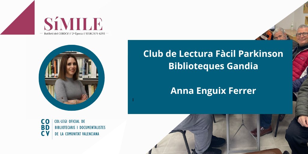 cobdcv's tweet image. 📰 Nou article a la #RevistaSíMILE
"Club de Lectura Fàcil Parkinson Biblioteques Gandia"
📍Es pot visualitzat en format html i pdf.
👉cobdcv.es/simile/club-le…
🙋♀️Autora: Anna Enguix Ferrer