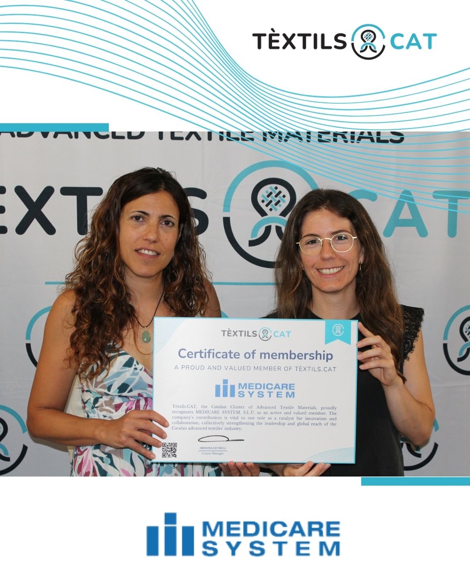 Tèxtils.CAT (@textils_cat) on Twitter photo #MedicareSystem,receives the Membership Certificate of <a href="/textils_cat/">Tèxtils.CAT</a>
The certificate highlights their vital contribution to our mission as a catalyst for innovation and collaboration, strengthening the leadership and global reach of the Catalan #advancedtextiles industry. #MedicareSystem,receives the Membership Certificate of <a href="/textils_cat/">Tèxtils.CAT</a>
The certificate highlights their vital contribution to our mission as a catalyst for innovation and collaboration, strengthening the leadership and global reach of the Catalan #advancedtextiles industry.